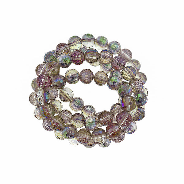 Faceted Glass Beads 10mm - Electroplated Peacock - 1 Strand 72 Beads - BD882