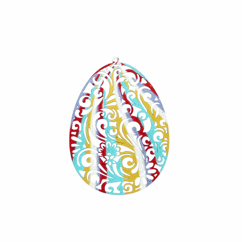2 Filigree Easter Egg Enamel Charms - E125