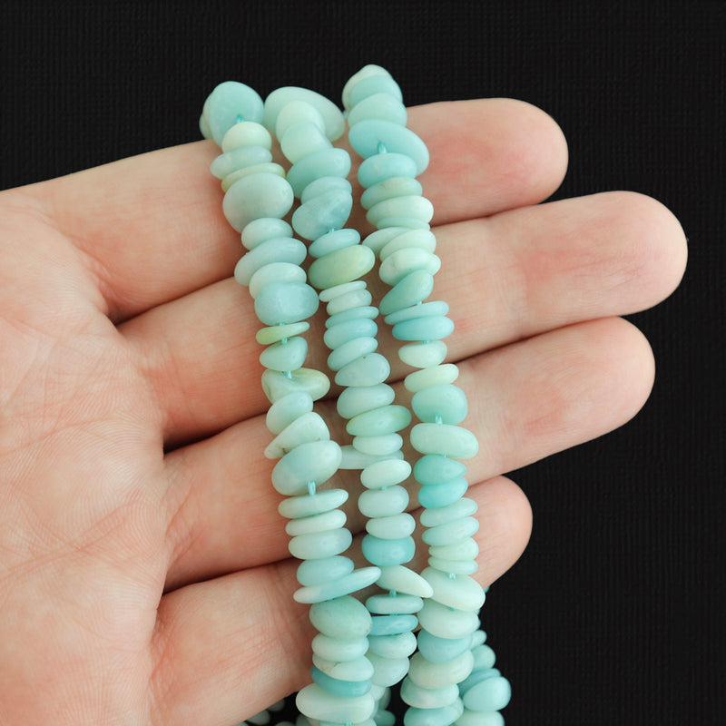 Chip Natural Amazonite Beads 4mm - 14mm - Sea Blues - 1 Strand 136 Beads - BD1791