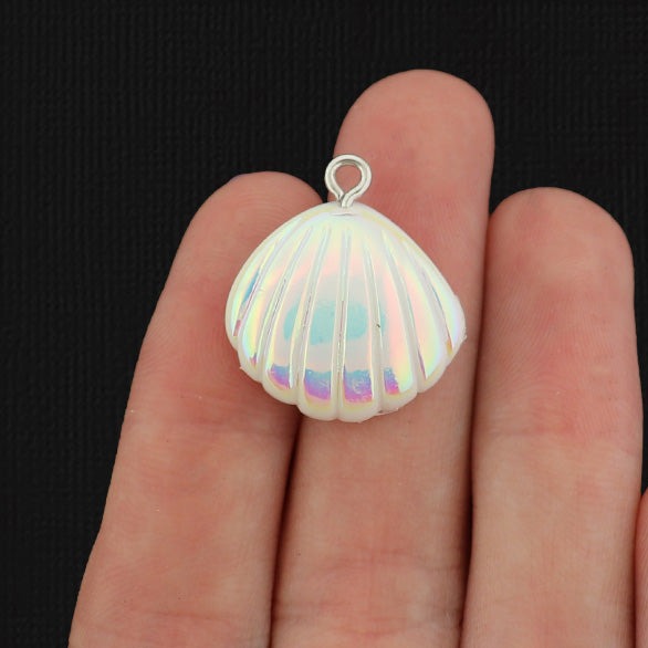 4 Rainbow Seashell Resin Charms 3D - K207