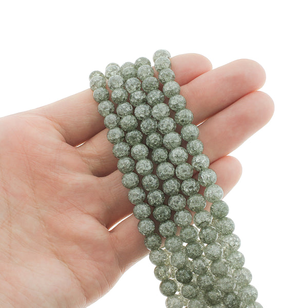 SALE Round Natural Agate Beads 6mm - Polished Grey Crackle - 1 Strand 62 Beads - LBD1453