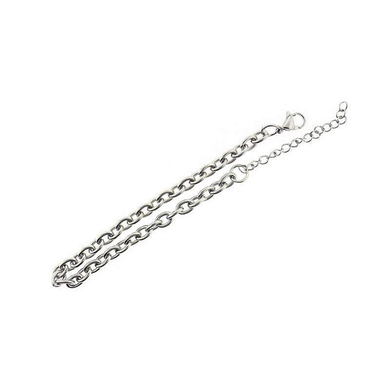 Stainless Steel Cable Chain Bracelet 9" - 5mm - 1 Bracelet - N034