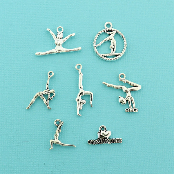 Gymnastics Charm Collection Antique Silver Tone 7 Different Charms - COL416H
