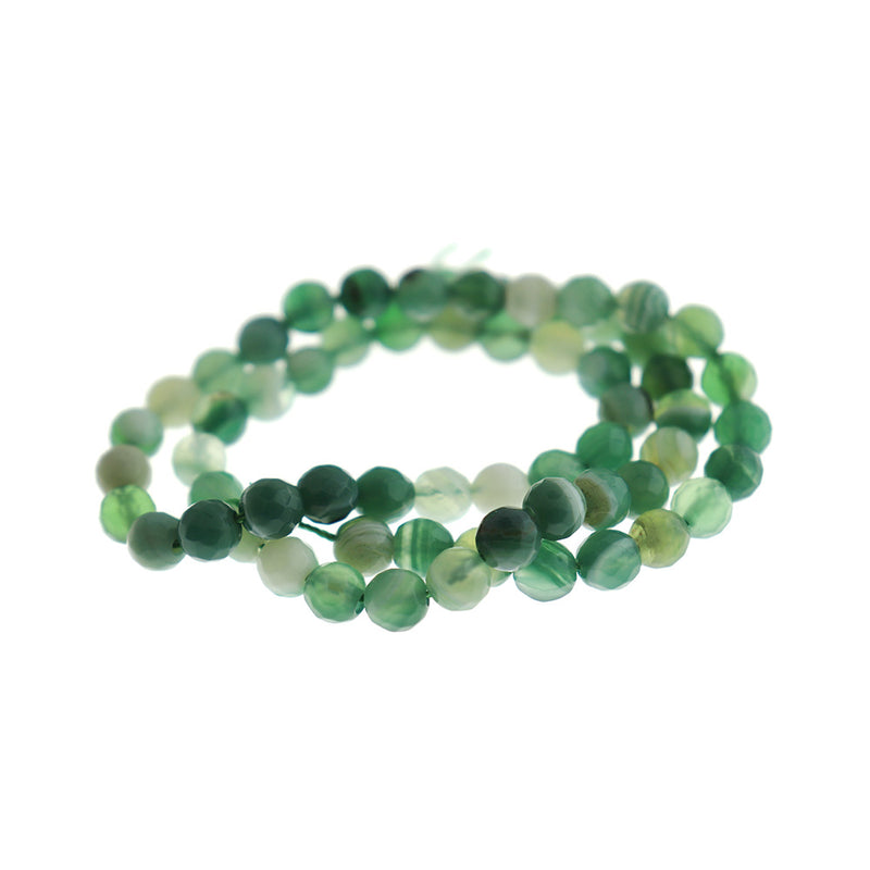 Faceted Natural Agate Beads 6mm - Dyed Green - 1 Strand 62 Beads - BD1779