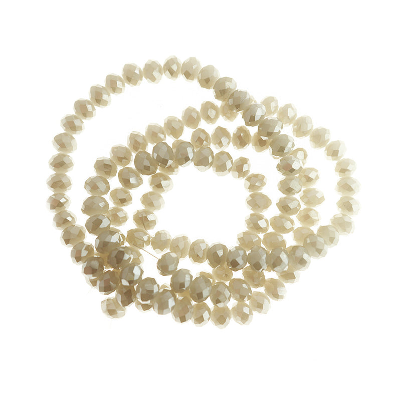 Faceted Glass Beads 8mm x 6mm - Linen - 1 Strand 72 Beads - BD2780