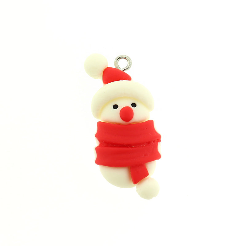 6 Christmas Snowman Resin Charms - K105