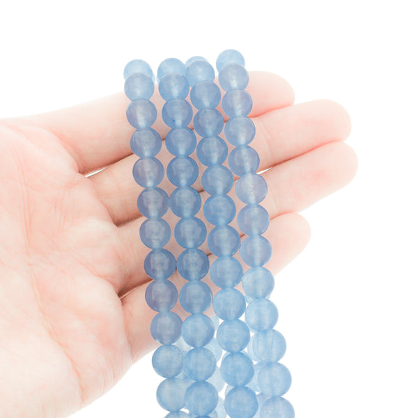 Round Natural Chalcedony Beads 8mm - Sky Blue - 1 Strand 45 Beads - BD688