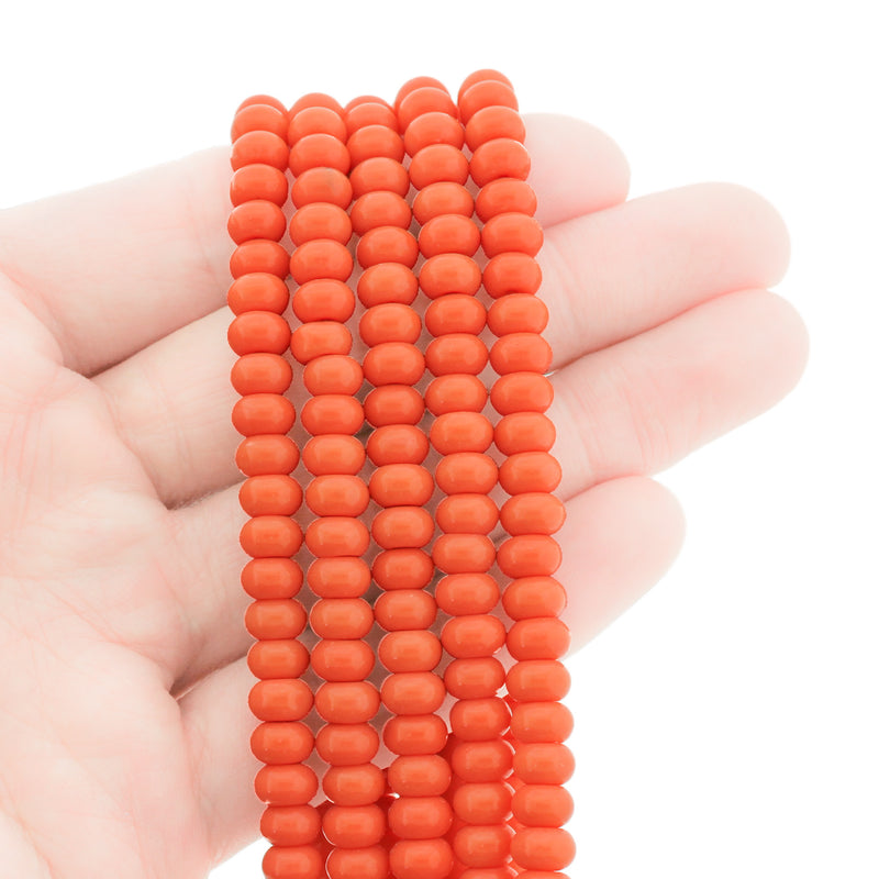 Rondelle Imitation Jade Beads 6mm x 3mm - Bright Orange - 1 Strand 74 Beads - BD2773