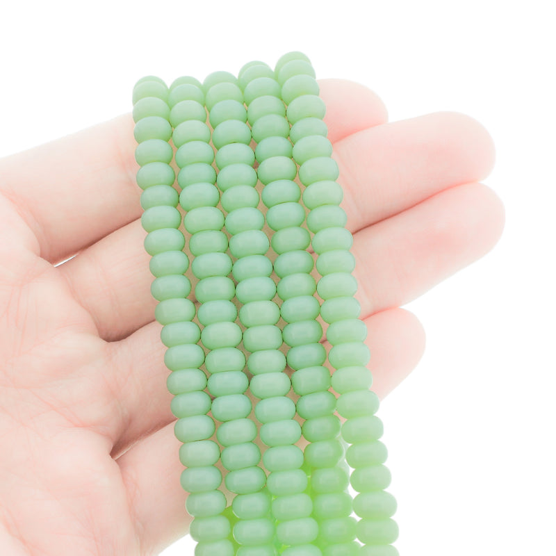 Rondelle Perles Imitation Jade 6mm x 3mm - Bleu Ciel - 1 Rang 74 Perles - BD2775