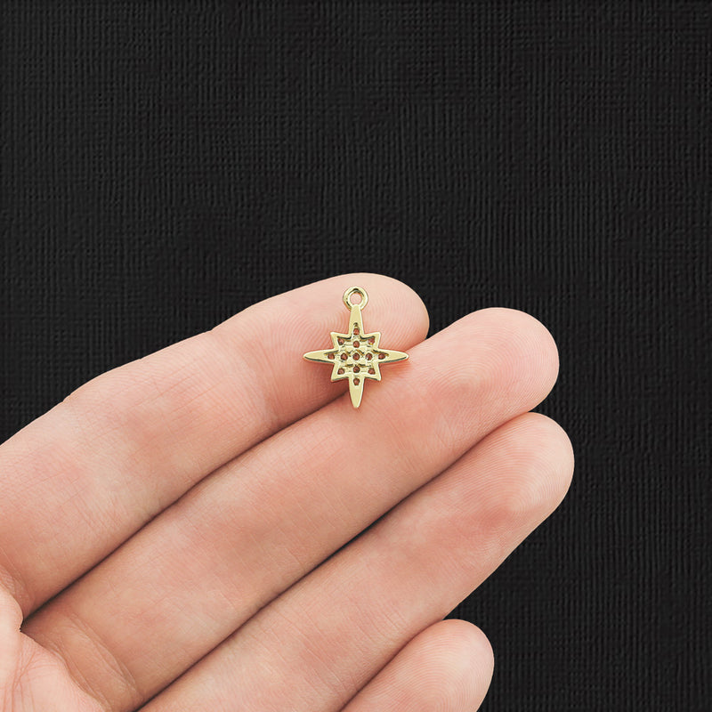 Breloque étoile en laiton doré avec micro pavé de zircons cubiques - BR077