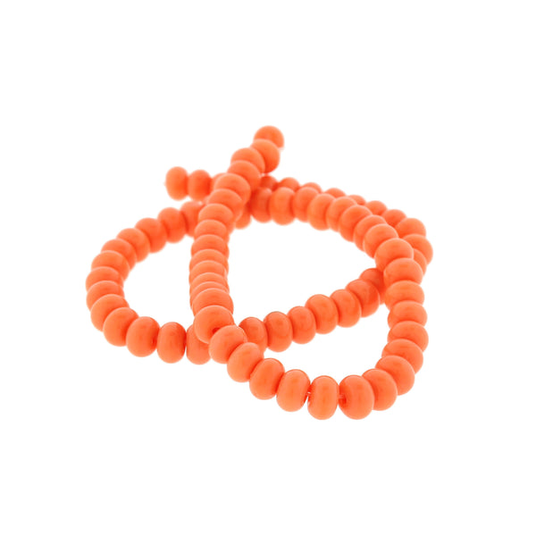 Rondelle Imitation Jade Beads 6mm x 3mm - Bright Orange - 1 Strand 74 Beads - BD2773
