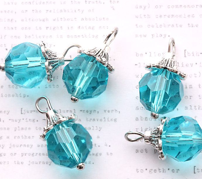 5 Birthstone Silver Tone Charms - 10mm - Choose Your Birthstone!