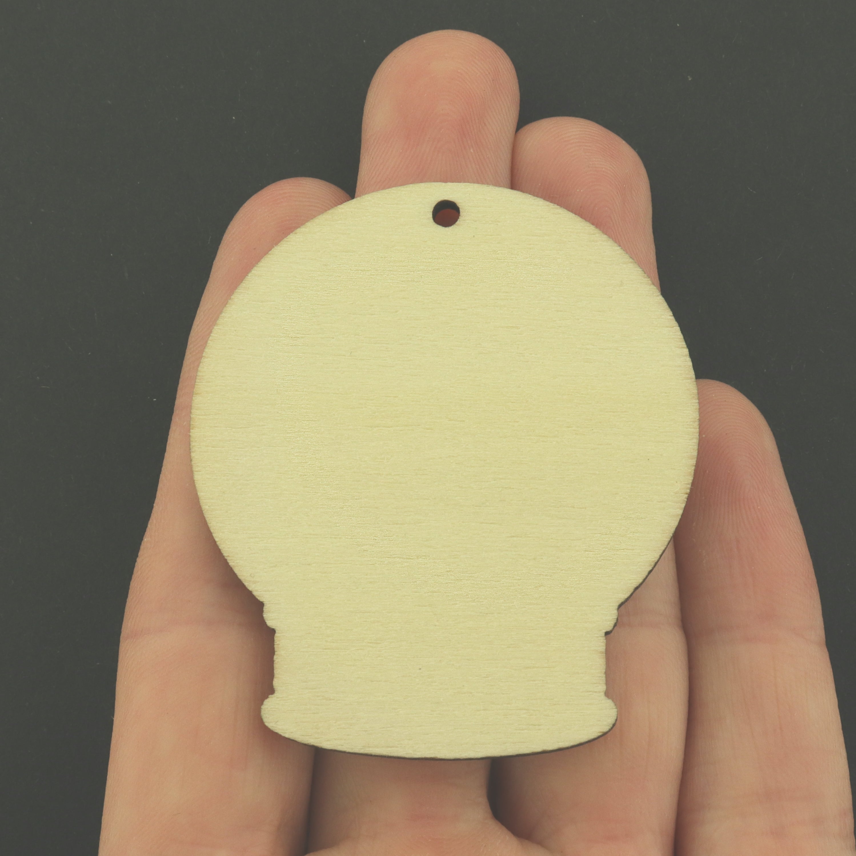 5 Christmas Snow Globe Snowman Natural Wood Charms - WP017