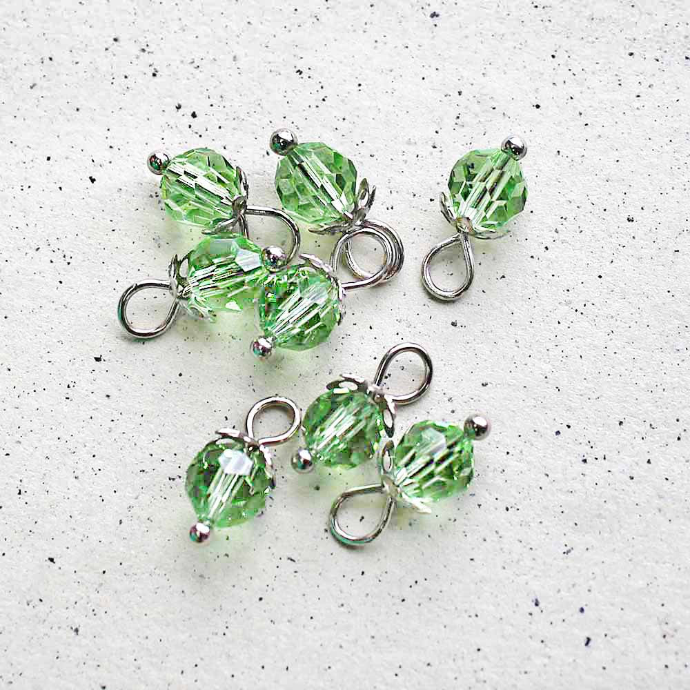 5 Faceted Glass Birthstone Silver Tone Charms - 6mm - Choose Your Birthstone!