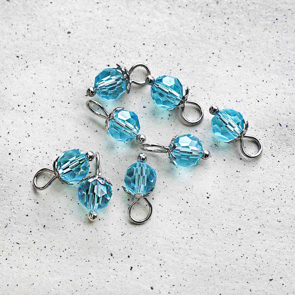 5 Faceted Glass Birthstone Silver Tone Charms - 6mm - Choose Your Birthstone!