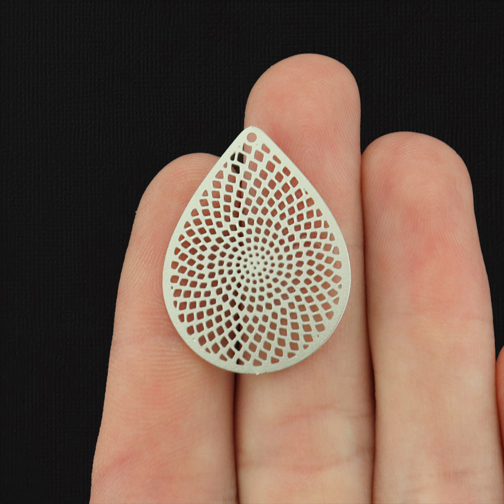 5 Filigree Teardrop Enamel Charms - Choose Your Color