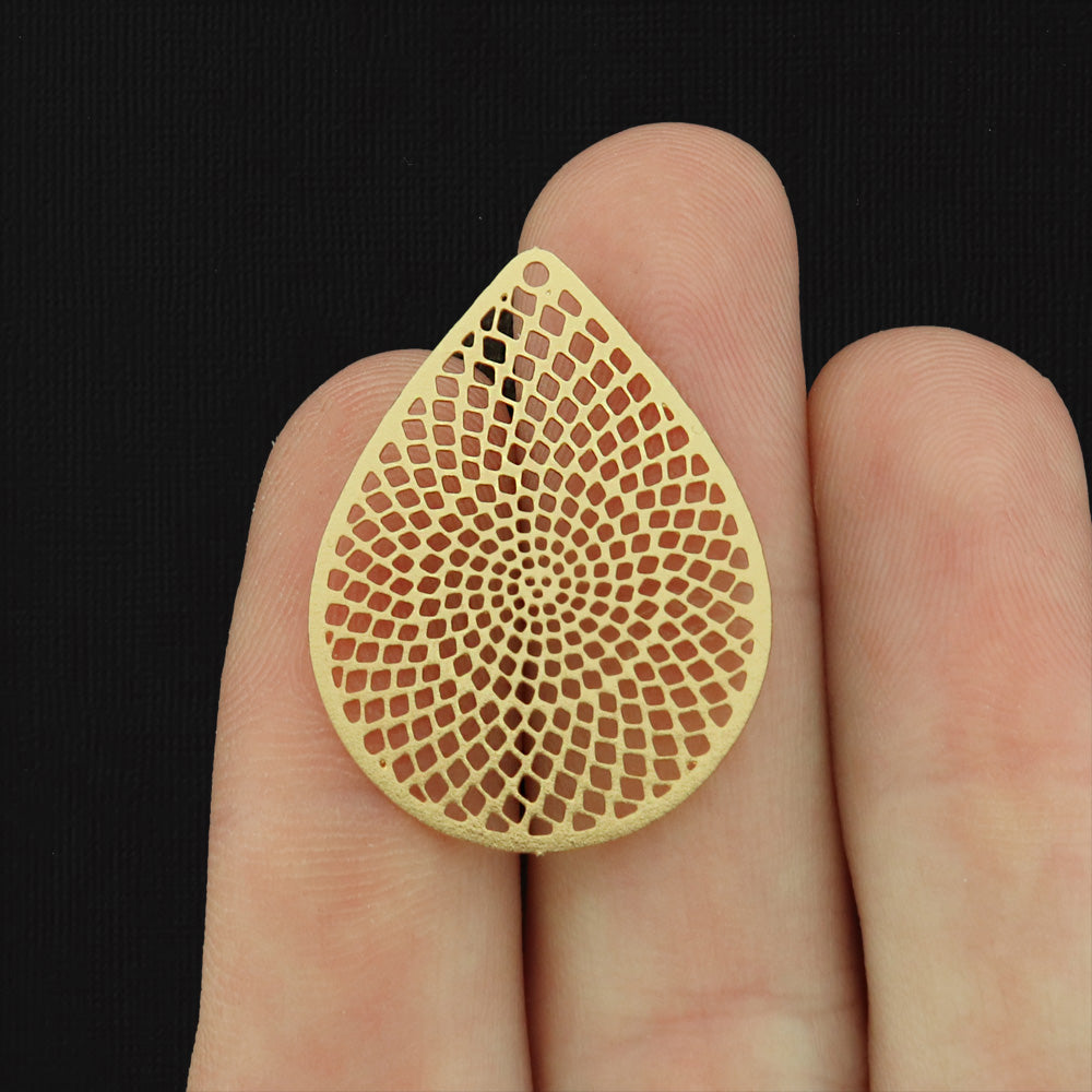 5 Filigree Teardrop Enamel Charms - Choose Your Color