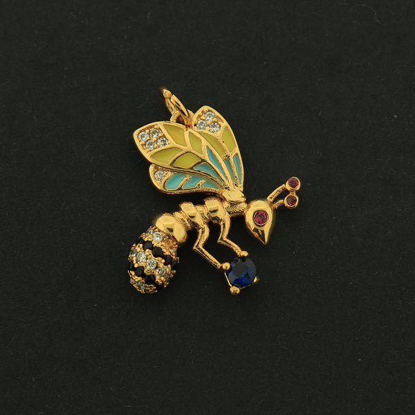 18k Gold Queen Bee Charm - Honeybee Pendant - 18k Gold Plated - GLD508