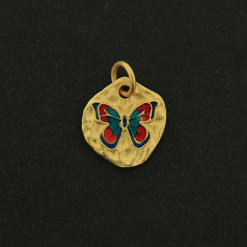 18k Butterfly Charm - Insect Pendant - 18k Matte Gold Plated - GLD509