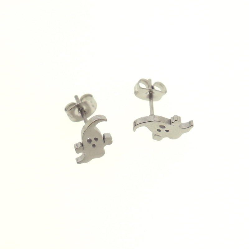 Stainless Steel Earrings - Ghost Studs - 11mm x 8mm - 2 Pieces 1 Pair - ER074
