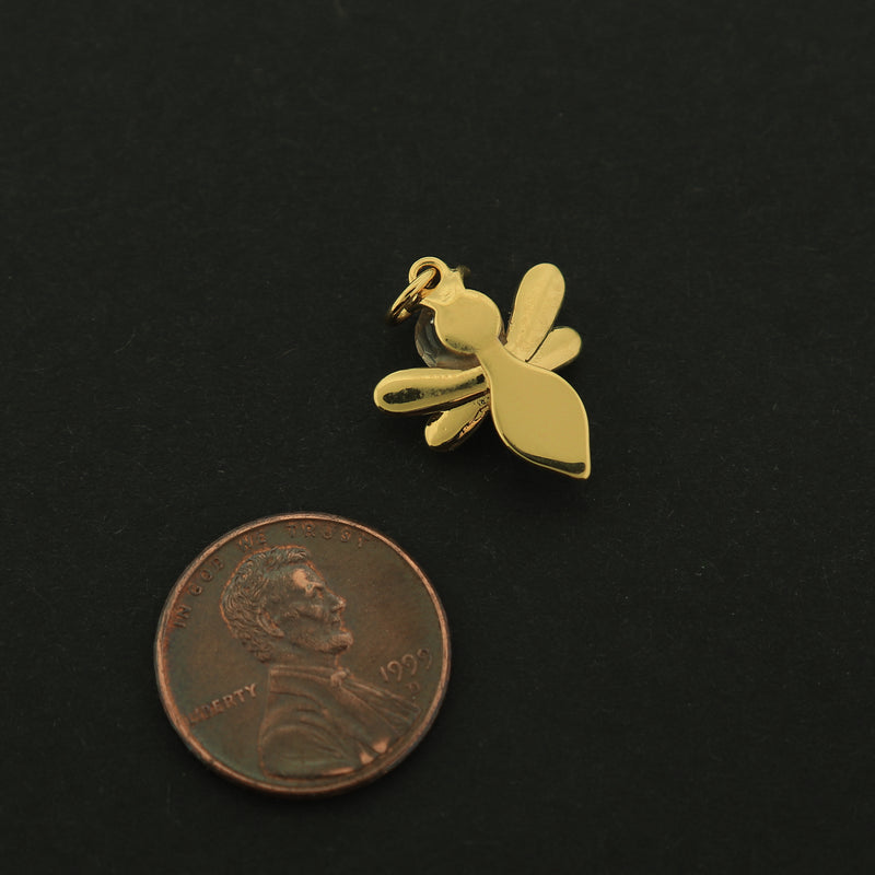 18k Bee Charm - Honeybee Pendant - 18k Gold Plated - GLD510