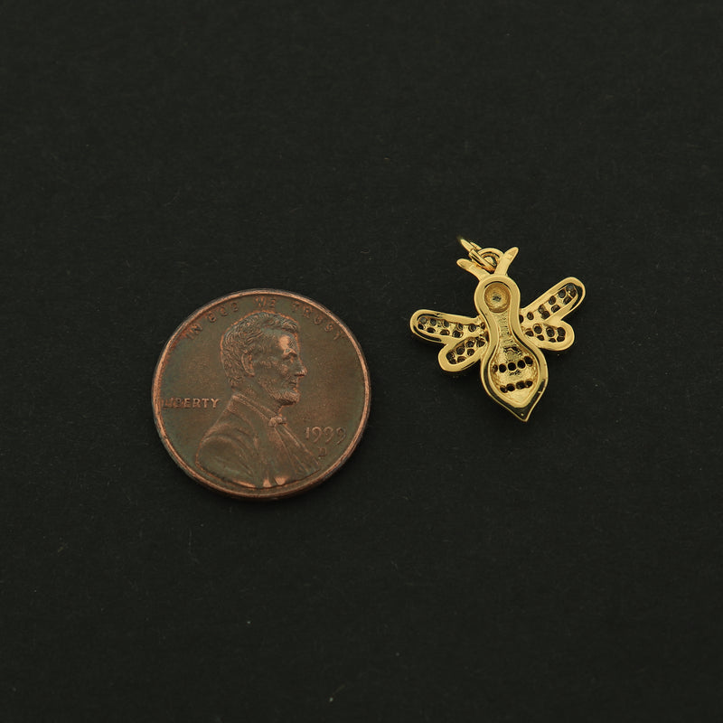 18k Bee Charm - Honeybee Pendant - 18k Gold Plated - GLD511