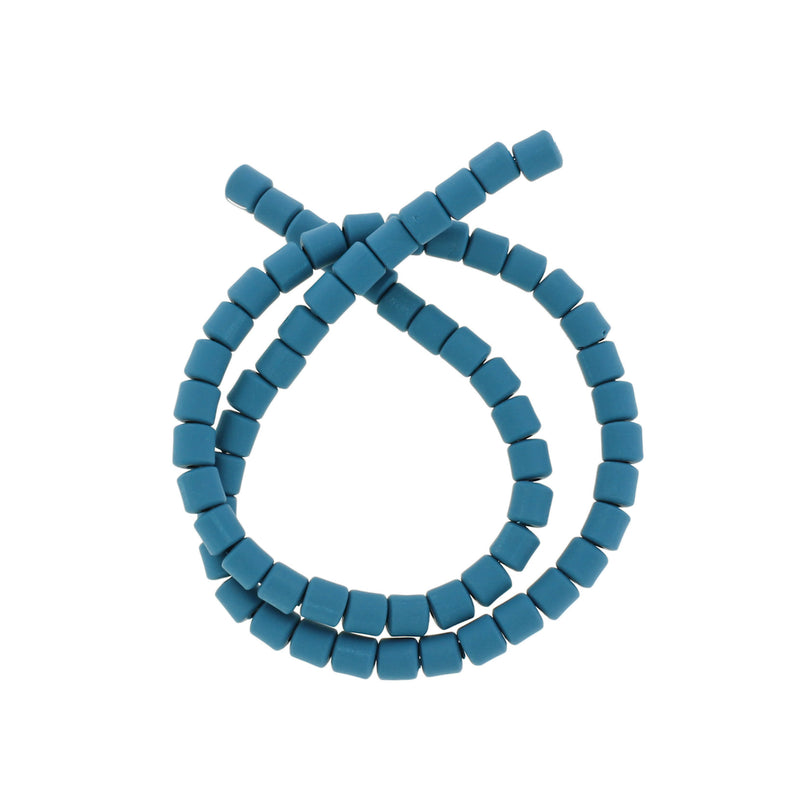 Column Polymer Clay Beads 6mm - Teal - 1 Strand 63 Beads - BD829