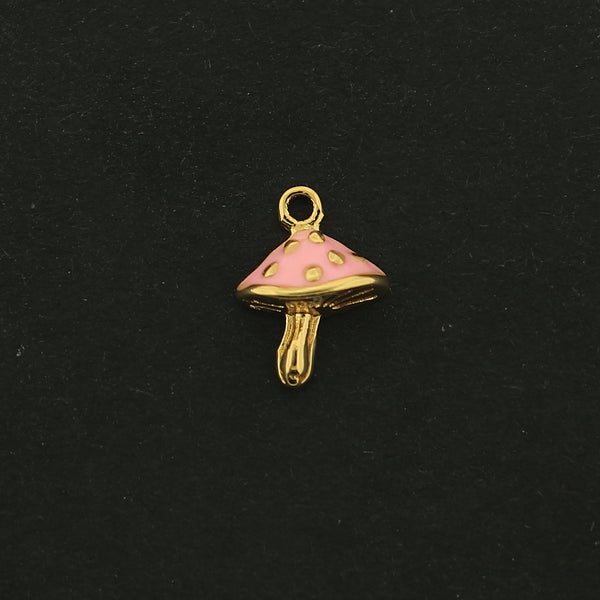 18k Gold Mushroom Charm - Woodland Pendant - 18k Gold Plated - GLD515