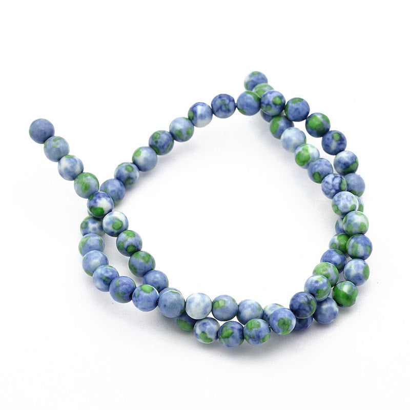 SALE 50 Jade Beads 4mm Caribbean Sea Tones Dyed Gemstone Beads - LBD943