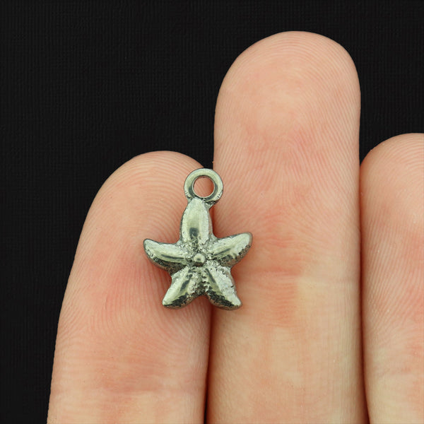 2 Starfish Silver Tone Stainless Steel Charms - SSP063