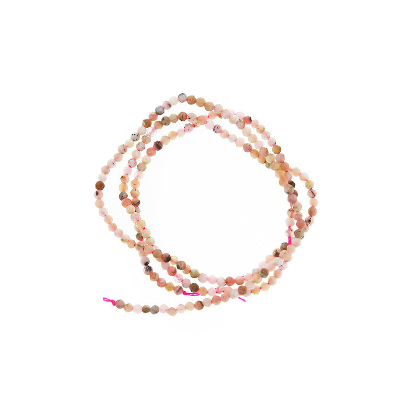 Faceted Natural Opalite Beads 2mm - Pink Tones - 1 Strand 199 Beads - BD2424