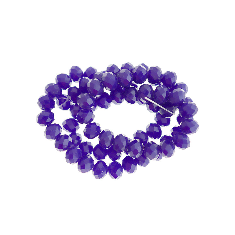 Faceted Glass Beads 10mm x 7mm - Royal Blue - 1 Strand 70 Beads - BD1661