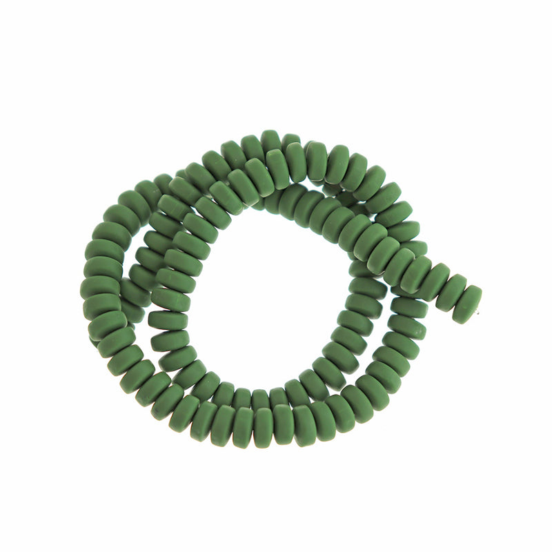 Abacus Polymer Clay Beads 4mm x 7mm - Army Green - 1 Strand 110 Beads - BD912