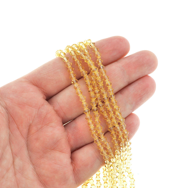 SALE Faceted Bicone Glass Beads 4mm x 4.5mm - Polished Gold - 1 Strand 115 Beads - LBD2269