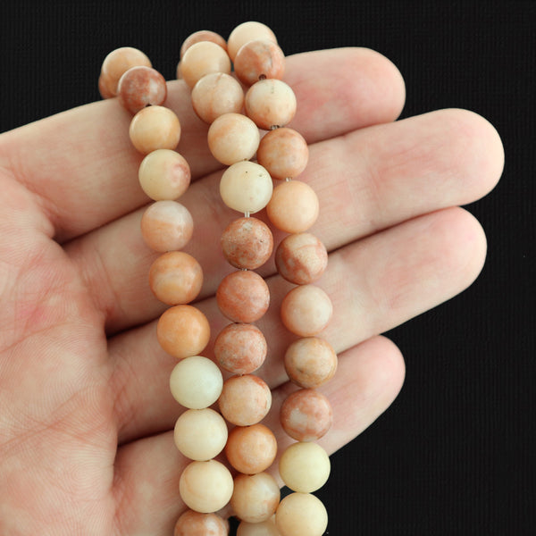 Perles rondes en aventurine naturelle 8 mm - Tons de terre - 1 support 48 perles - BD1727