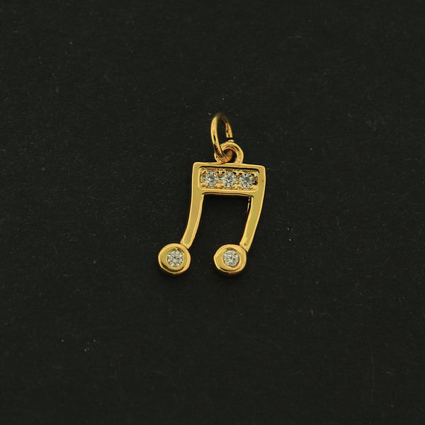 18k Music Note Charm - Musician Pendant - 18k Gold Plated - GLD544