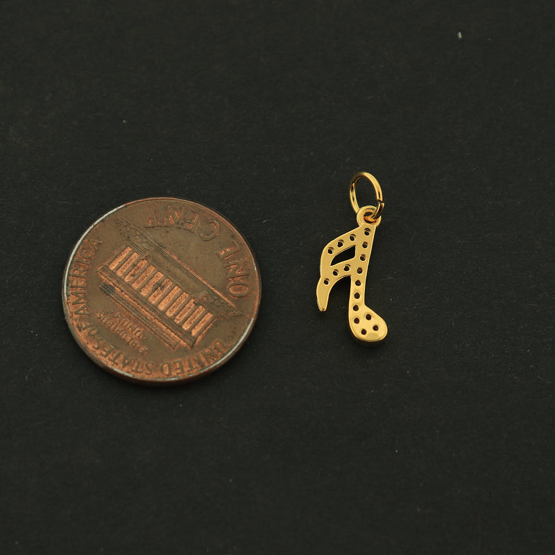 18k Music Note Charm - Musician Pendant - 18k Gold Plated - GLD545