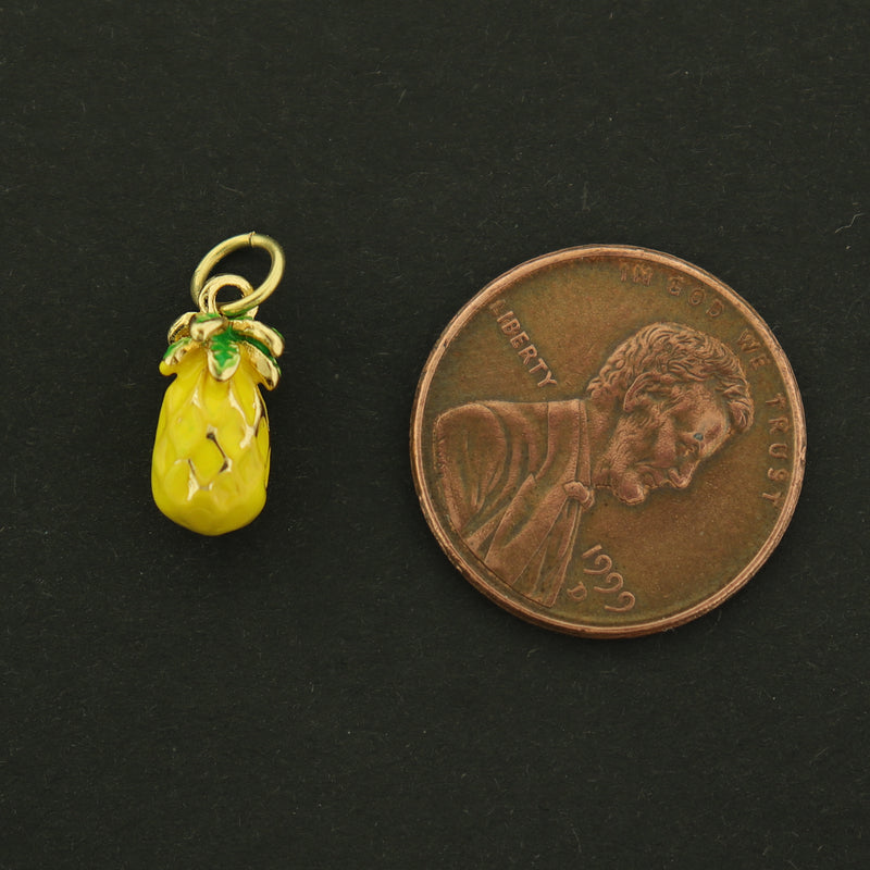 18k Pineapple Charm - Fruit Pendant - 18k Gold Plated - GLD670