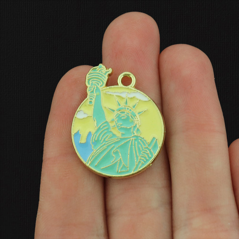 Statue of Liberty Gold Tone Enamel Charm - E468