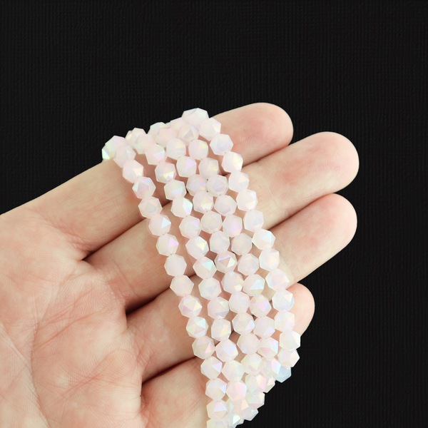 Faceted Glass Beads 6mm - Electroplated Petal Pink - 1 Strand 100 Beads - BD847