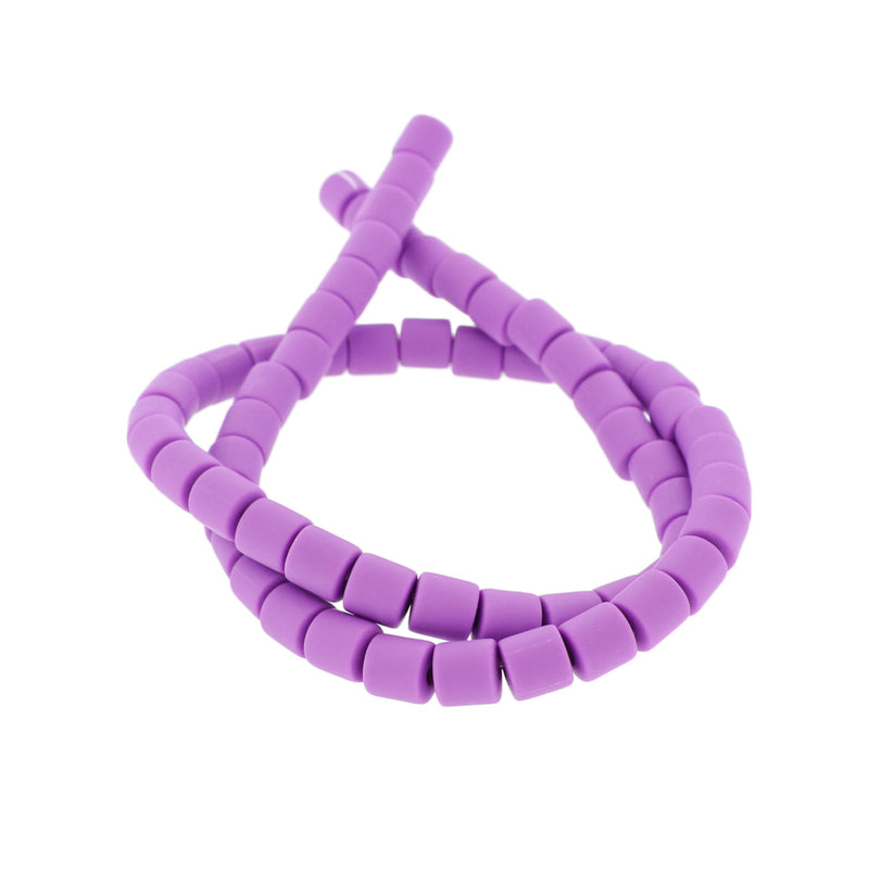 Column Polymer Clay Beads 6mm - Purple - 1 Strand 63 Beads - BD748