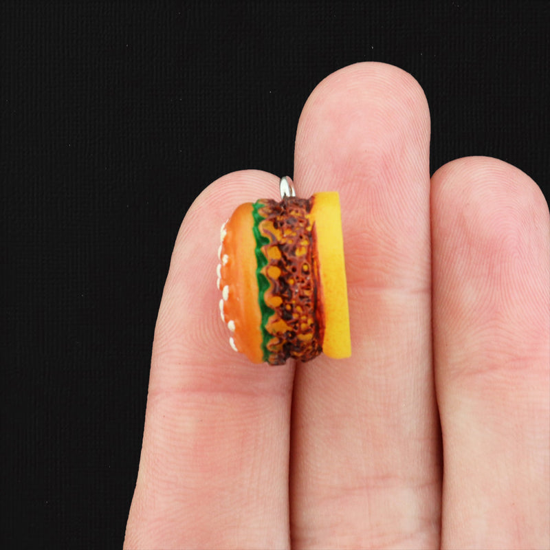 4 Hamburger Resin Charms - K315