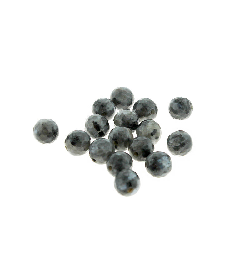 SALE 15 Agate Beads 8mm Faceted Stunning Shades of Stormy Nights - LBD704