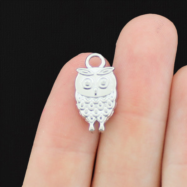 Owl Silver Tone Stainless Steel Charm - SSP050