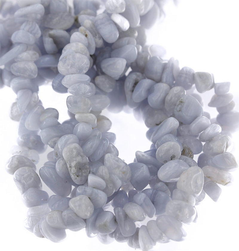 SALE Natural Blue Lace Agate Gemstone Beads 5mm - 14mm Chip - Periwinkle Blue - Full 15.5" Strand 105 Beads - LBD1684