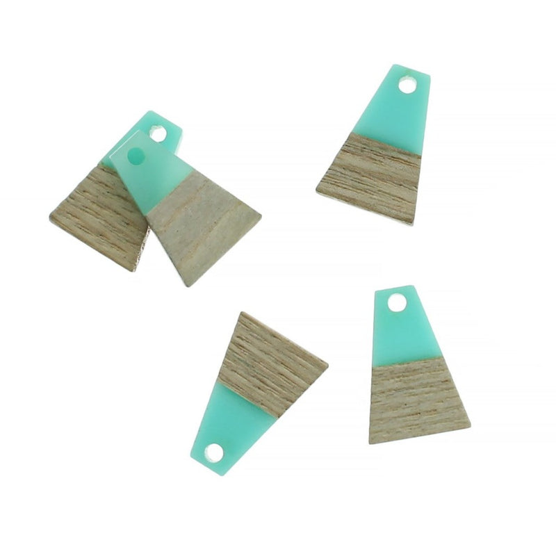 4 Charms Géométriques Bois Naturel et Résine Rose 18mm - WP186