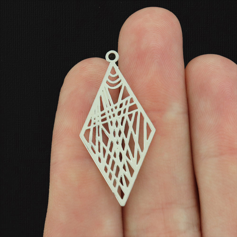 6 Filigree Diamond Enamel Charms - Choose Your Color