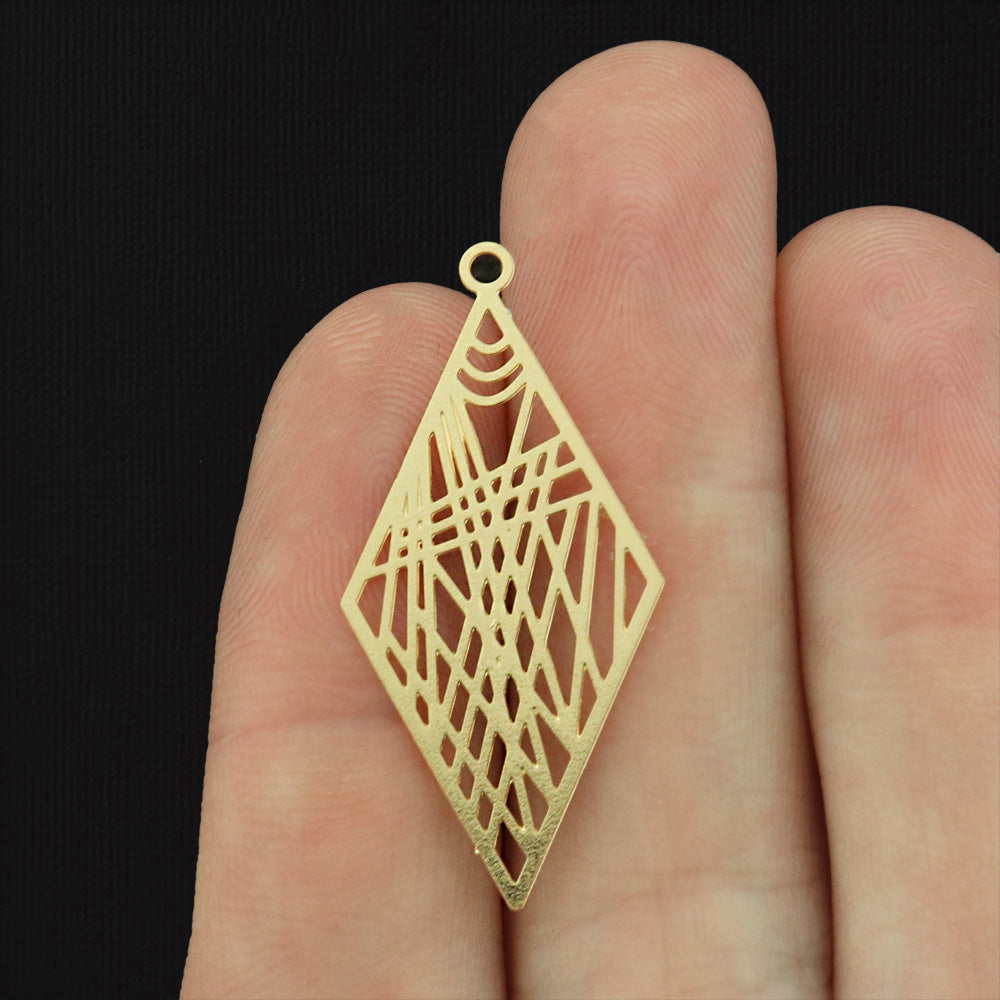 6 Filigree Diamond Enamel Charms - Choose Your Color