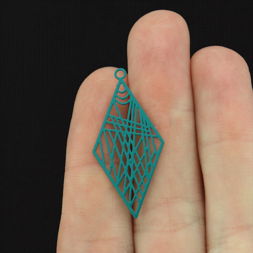 6 Filigree Diamond Enamel Charms - Choose Your Color