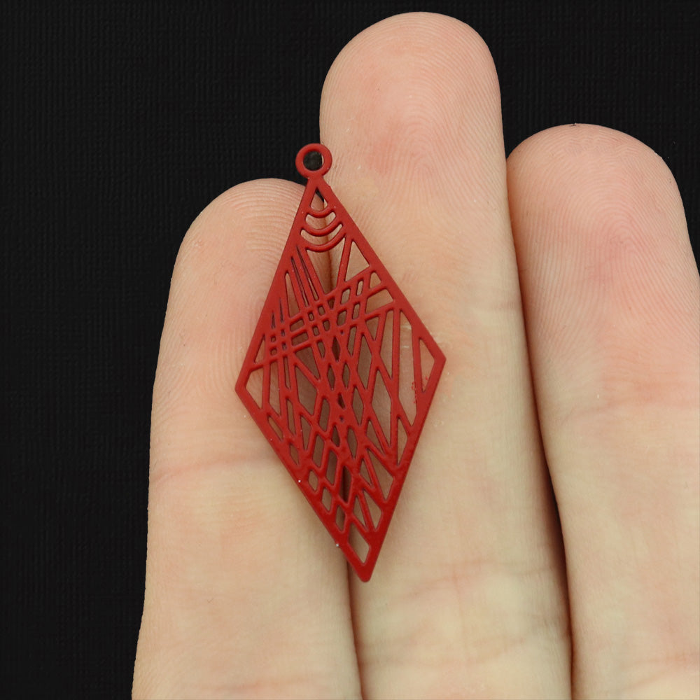 6 Filigree Diamond Enamel Charms - Choose Your Color